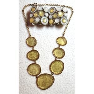 Vtg Y2K Fashion Statement Translucent Necklace Wide Bracelet Big faceted stones